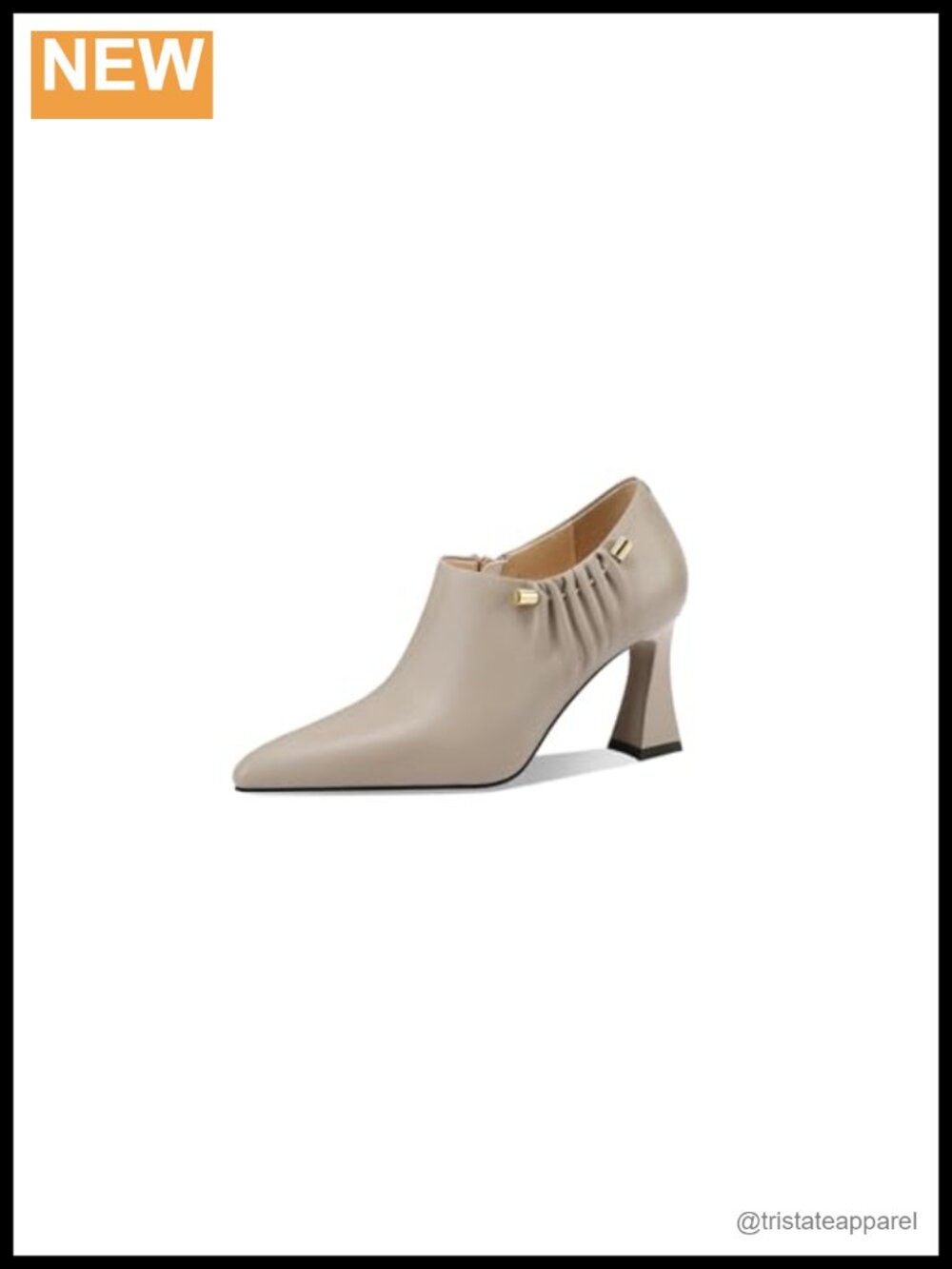 TinaCus Women's Genuine Leather Pointed Toe Mid Heel Pumps Shoes